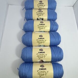 Lot of 6 Caron Simply Soft Berry Blue 9609 Yarn 6oz Skeins 3 Matching Pairs